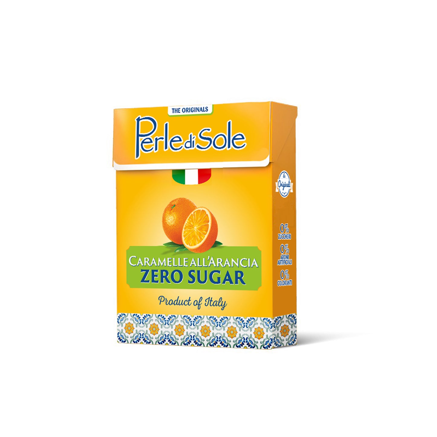 Perle di Sole Orangenbonbons 40g ohne Zucker – italienische Bonbons mit fruchtigem Orangenaroma