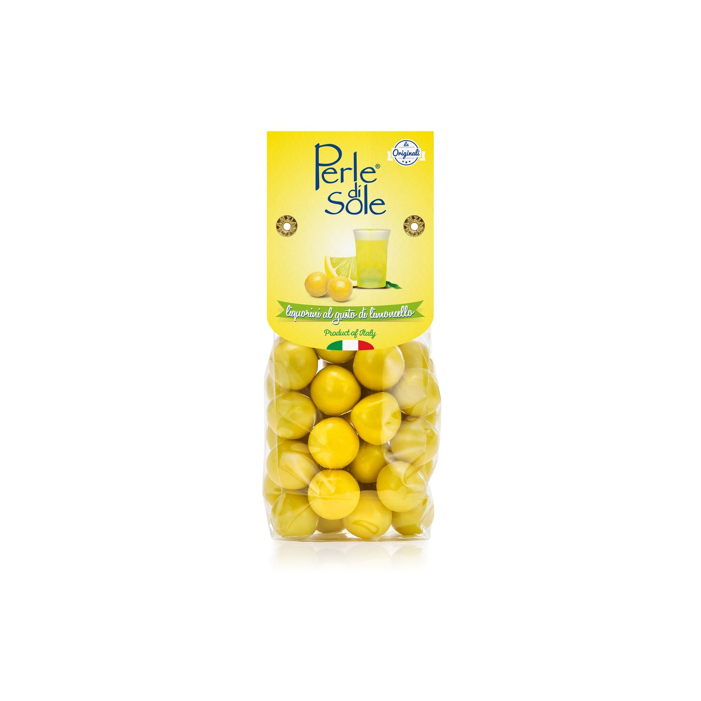 Perle di Sole Limoncello aromatisierte Dragees – süße, limonige Zuckerglasur mit einem Hauch von Limoncello-Geschmack